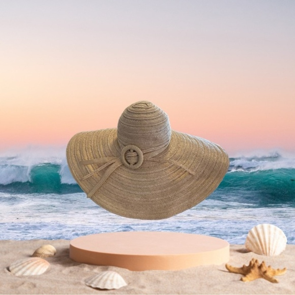 Preston & York Extra-wide Oversized Floppy Natural Woven Summer Sun hat One Size